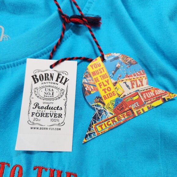 Born Fly Men's  "Fly Zone Carnival" Blue Graphic Print T-Shirt Size XL   (15) - Picture 4 of 10